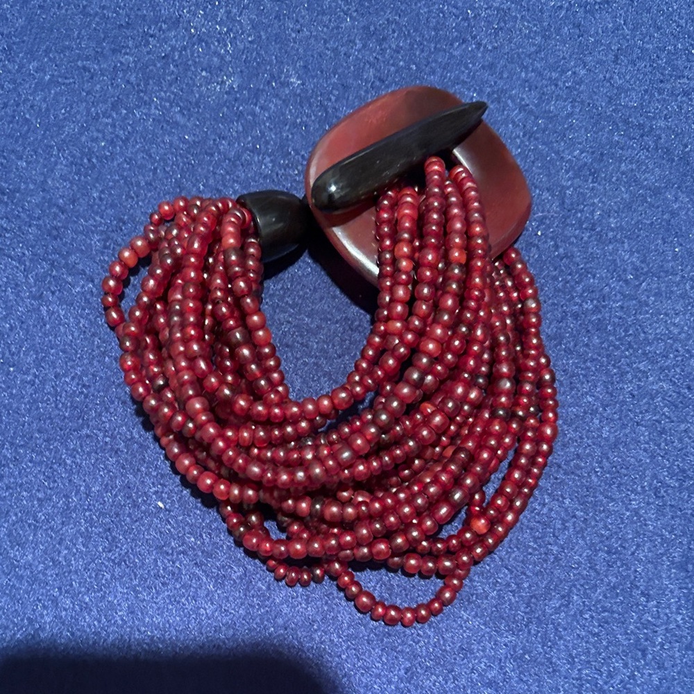Red Multi-Strand Beaded Statement bracelet Unbranded
